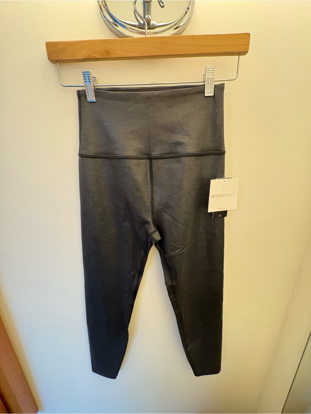 Beyond Yoga High Waisted Midi Legging — Black Foil